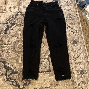 American Eagle ripped black curvy mom jeans